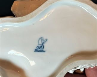 #45 - $80. Dresden Pair of Figurals, reclining man and woman, 5X6.