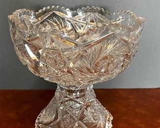 #46 - $200. American Cut Glass Punch Bowl, 10"Hx11"W.