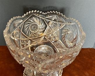 #46 - $200. American Cut Glass Punch Bowl, 10"Hx11"W.