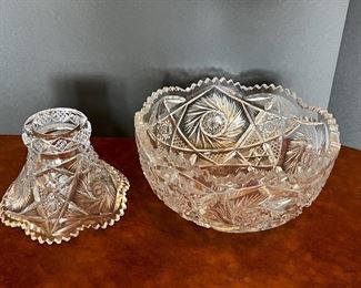 #46 - $200. American Cut Glass Punch Bowl, 10"Hx11"W.