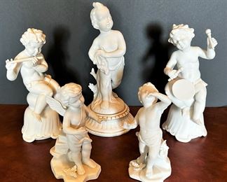 #48 - $150. Set of (5) Bisque Angels (2 German, 2 Unmarked, 1 Andrea).