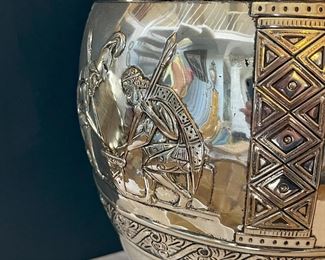 #4. $3950. Monumental Pair of 800 silver Vases (2), 21X8, 10 lbs. each.