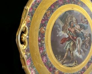 #20. $175. Porcelain Platter in shadow frame (unable to remove, most likely Austrian Vienna), 20X20.