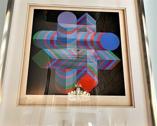 #20A. $350. Victor Vasarely Screen Print, signed, 40" square.