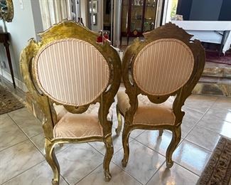 #21. $300. American Pair of Gilded Parlor Chairs.
