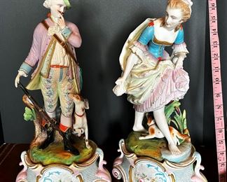 #54 - $180 Chantilly Bisque Figures (2), of couple, 18"Hx9".