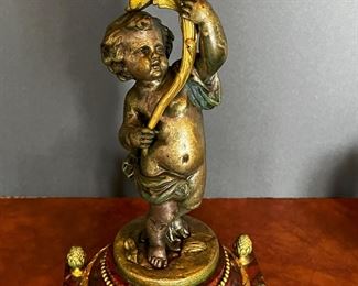 #56 - $1,000 - Pair of Bronze Dore Candelabras with Putti, 20"Hx9".