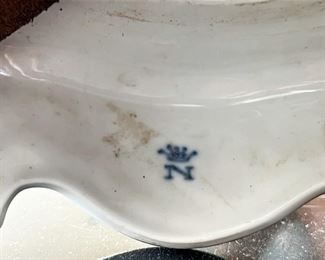 #60- $1,800 Monumental Pair of Capodimonte Covered Figural Urns, 30"Hx13"W. One finial is damaged...we have the pieces to be glued.