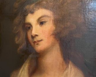 #63- $400-Round gilt framed portrait of a girl. Oil on canvas, 29".