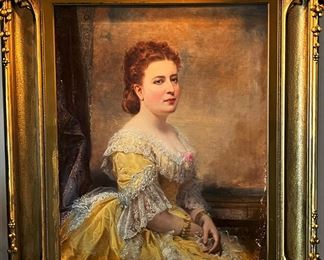 #65 - $1,100 Samuel B. Waugh (American Artist B.1814 in Pennsylvania, D. 1885) Oil on Canvas, Portrait of a Lady, in exquisite period gilded frame, 41x49.