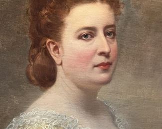 #65 - $1,100 Samuel B. Waugh (American Artist B.1814 in Pennsylvania, D. 1885)  Oil on Canvas, Portrait of a Lady, in exquisite period gilded frame, 41x49.