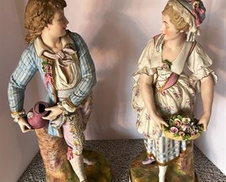 #67 - $240 Pair of Chantilly Bisque Figures of Couple, 26"H.