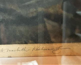 #71 - $400- H. Macbeth Raeburn, "Cock of the Walk", Mezzotint, signed in pencil and stamped.37x44