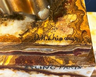 #72- $1000, D.H. Chiparus signed Sculpture on onyx base, young girl with book. 23x10