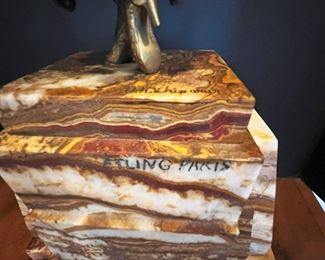 #72- $1000 D.H. Chiparus signed Sculpture on onyx base, young girl with book. 23x10