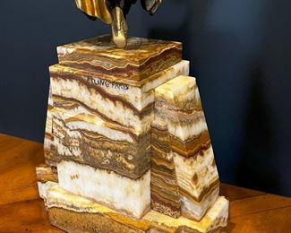 #72- $1000, D.H. Chiparus signed Sculpture on onyx base, young girl with book.23x10