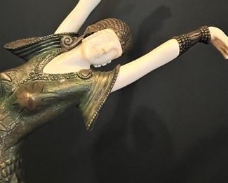 #74 - $1000 DH Chiparus (signed on onyx base) Sculpture, Shereazade, 29"Hx12". One finger damaged.