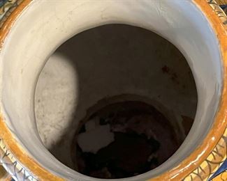 #76 -$1,000 Large Majolica Covered Urn, bought in Clements in 1989, 38"Hx23"Wx13"D