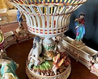 #86- $1,500  Capodimonte Plateau Centerpiece, with (13) pieces, 36"Wx20"H