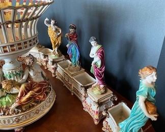 #86- $1,500  Capodimonte Plateau Centerpiece, with (13) pieces, 36"Wx20"H