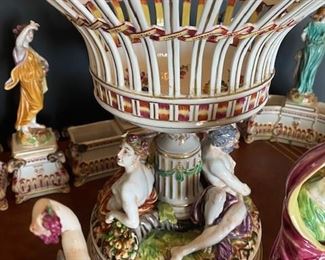 #86- $1,500  Capodimonte Plateau Centerpiece, with (13) pieces, 36"Wx20"H