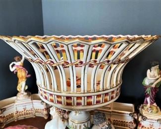 #86- $1,500  Capodimonte Plateau Centerpiece, with (13) pieces, 36"Wx20"H