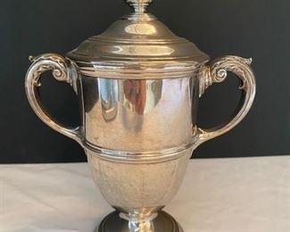 #90 - $685 Tiffany Sterling Silver Trophy Cup, no monogram, 19.12 oz, marked Tiffany & Co., Sterling Silver 925-1000. 9x7