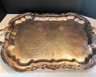 #92- $60 Rogers Silver Plated Tray with handles.