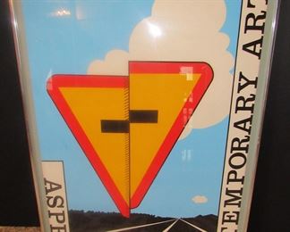 #108- $200 - Allan D'Arcangelo (American, 1930-1998). Pop Art Screen Print Poster for the Aspen Center of Contemporary Art, 1967, depicting one of D'Arcangelo's iconic road signs. Pencil signed, dated, and numbered 45/200 along the center-left. 26x34
