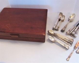#115- $60 Silver Plated Flatware, with chest