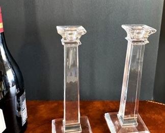 #98 - $70 Tiffany Crystal Candlestick Pair, 10"Hx4"