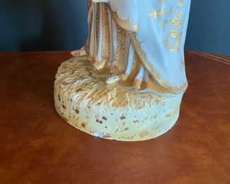 #119- $150 - 25" tall Large Bisque lady figure - small chips on base, see pics 