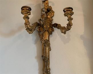 #121- $300 - Pair of 20th century Bronze Sconces (not electrified) with putti, 19x10