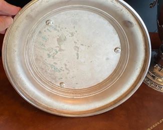 #121A-$700 - Tall Sheffield plate silver plate vase/ trophy / on detachable base, 29x11