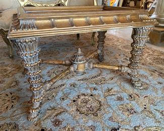 #124- $225- Coffee with glass top with wood dore