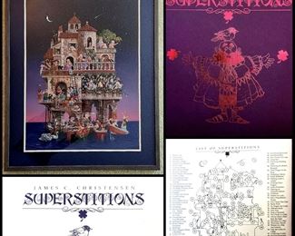 "Superstitions" fine art print measures 30"x38" overall, signed and numbered by the artist JAMES CHRISTENSEN 2216/2500 $650 or bid #17
