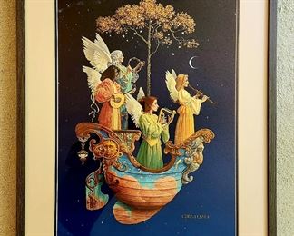 "Evening Angels" fine art print measures 35"x26" overall, signed and numbered by the artist JAMES CHRISTENSEN 3762/4000 $450 or bid #18