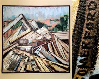 Modern Landscape, oil on canvas by listed mid-century artist OLIVER COMERFORD #15