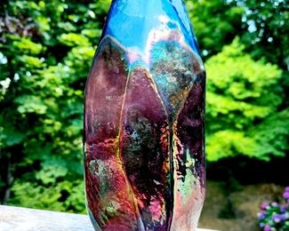 9" tall, POLSPOTTEN Graphic Luster Glass Vase $80 or bid #5