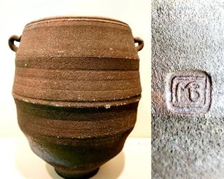 9.5" tall, MICHAEL BLOCK Ceramic Art Vase $65 or bid #23