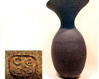 9" tall, Ash-Fired Flared Rim Vase with makers mark $95 or bid #40
