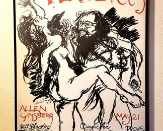 PEACE RITES, signed by Allen Ginsberg on the glass of the frame #45