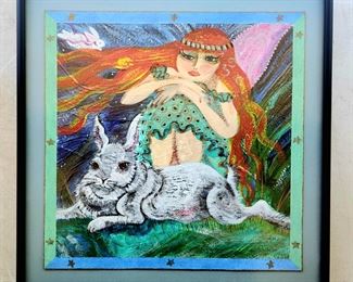 13" x 13" "Faerie and Hare" by MARCIA JEGLUM $69 or bid #54