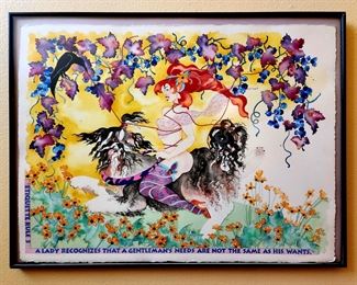 24"x32" Rules of Etiquette #3 watercolor by listed PNW artist MARCIA JEGLUM $325 and NOW 50% OFF!