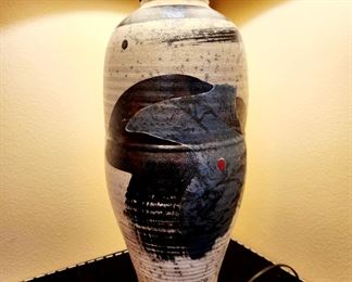 19" tall (body only) Ceramic Art Table Lamp, artist-signed MOLLY $185 and NOW 50% OFF!