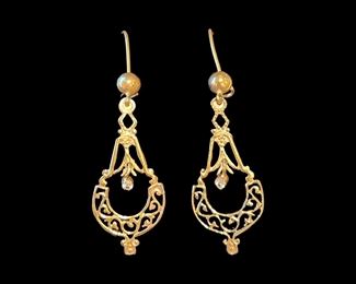 14k gold earrings, tested and stamped XIV