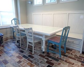 LARGE FARM TABLE WITH ACCENT CHAIRS