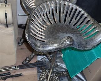 CAST IRON TRACTOR SEAT STOOL X 3  - VERY DETAIL BASE 