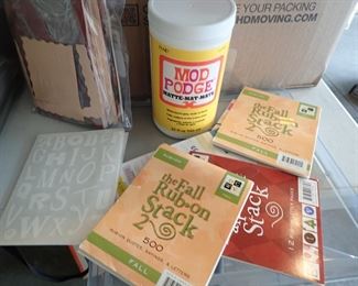 CRAFTS / STICKERS/ MOD PODGE / RUB ONS/ STAMPS/ INK PADS / PAPER / BRADS