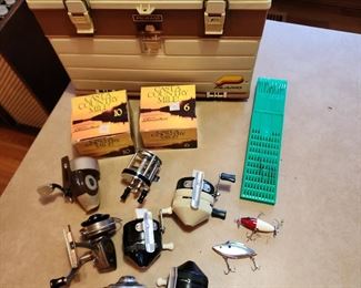 Fishing reels, tackle box and lures